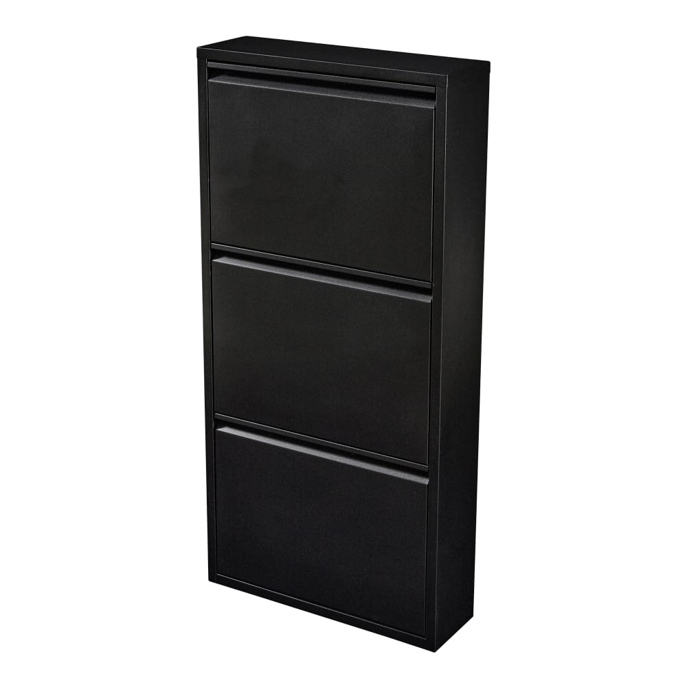 en casa Schuhschrank aus Metall 104 x 50 x 15 cm, in Schwarz Schwarz Metall