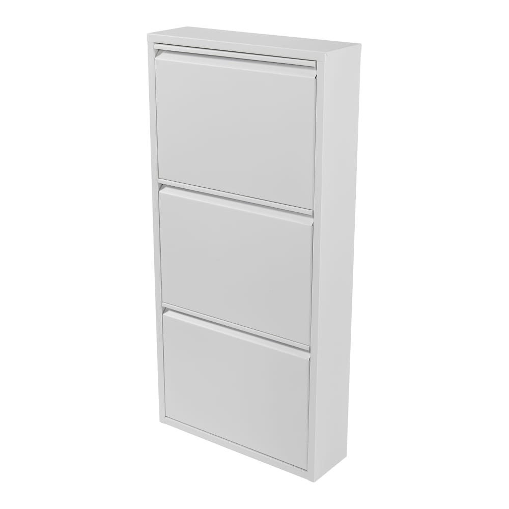 en casa Schuhschrank aus Metall 104 x 50 x 15 cm, in Weiß Weiß Metall