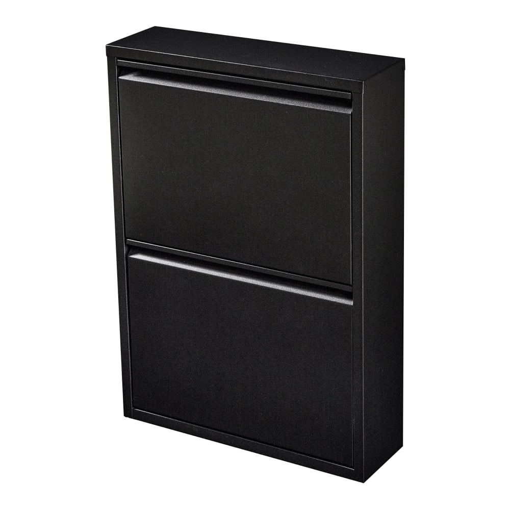 en casa Schuhschrank aus Metall 71 x 50 x 15 cm, in Schwarz Schwarz Metall
