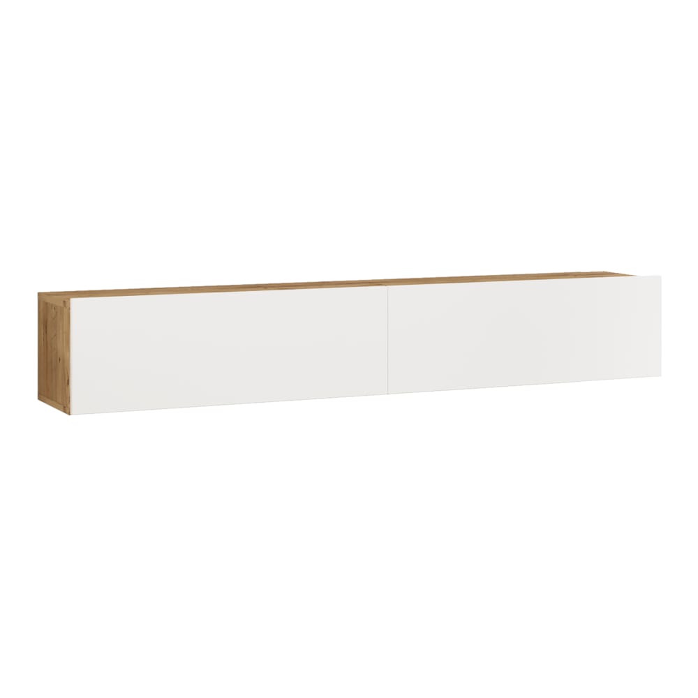 en casa Fernsehtisch in Holzoptik 30 x 180 x 32 cm, in Dunkelbraun und Weiß Weiß Spanplatte