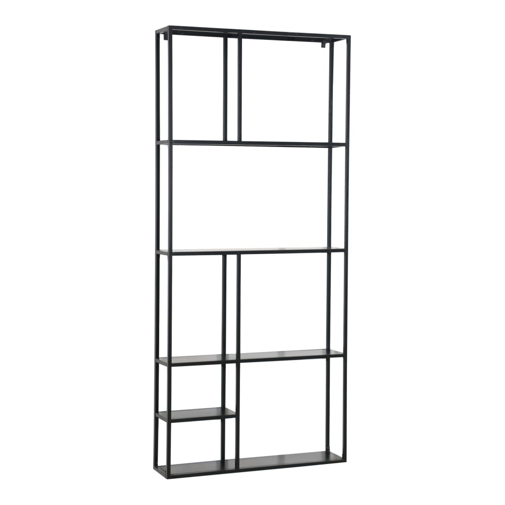 en casa Wandregal aus Metall 180 x 80 x 18 cm, in Schwarz Schwarz Stahl