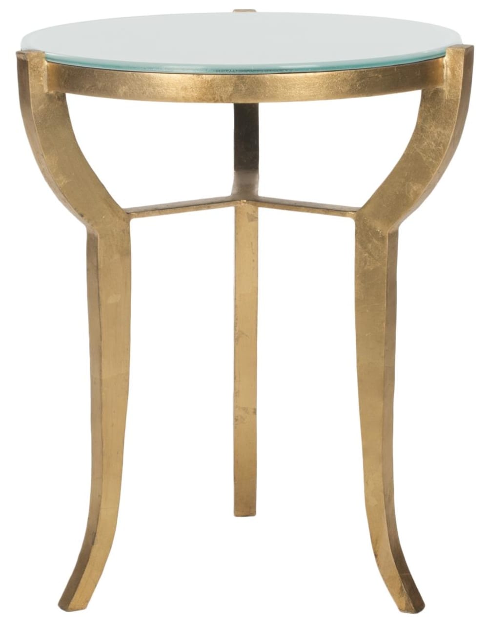 Table d'appoint en fer/verre, or Table d'appoint en fer/verre, or