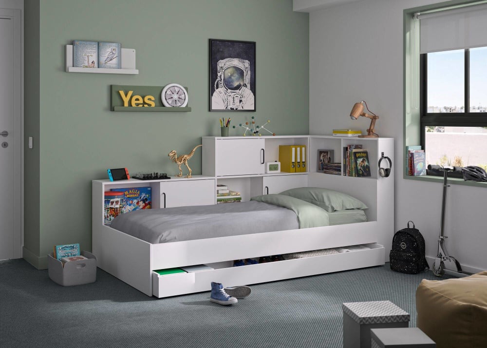 Lit effet bois blanc 90 x 200 cm - Maisons du Monde