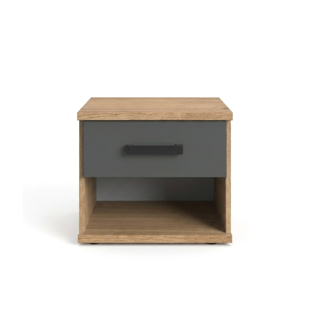 Calicosy Nachttisch mit 1 Schublade, Eichen- und Graphitdekor - L46 cm style modern Beige Spanplatte
