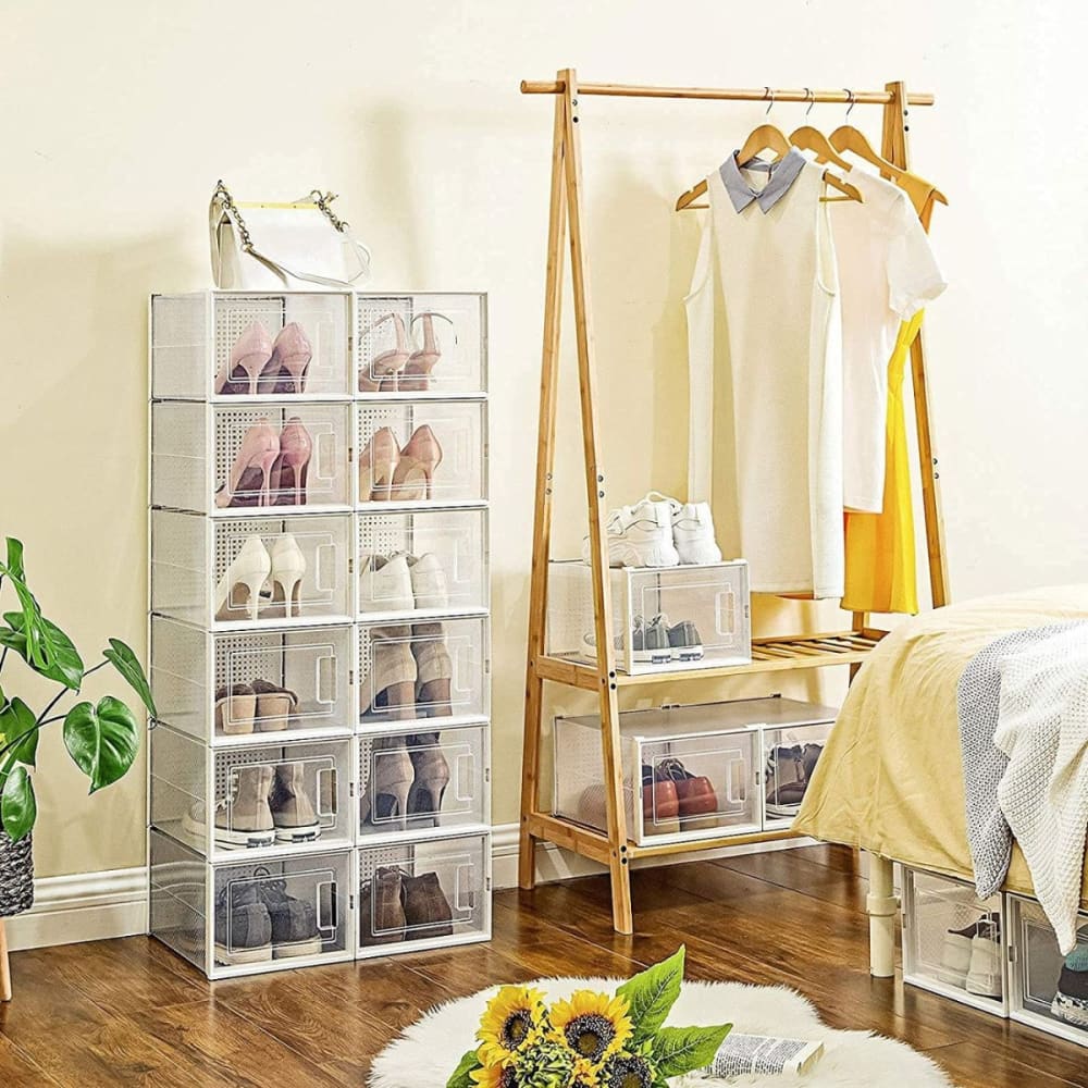 Lot de 18 boîtes à chaussures empilables - Blanc