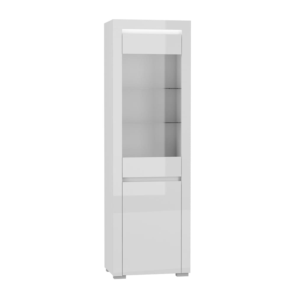 Petits meubles 2-türige Vitrine inkl. LED Laminierte Platten Weiß Weiß Spanplatte