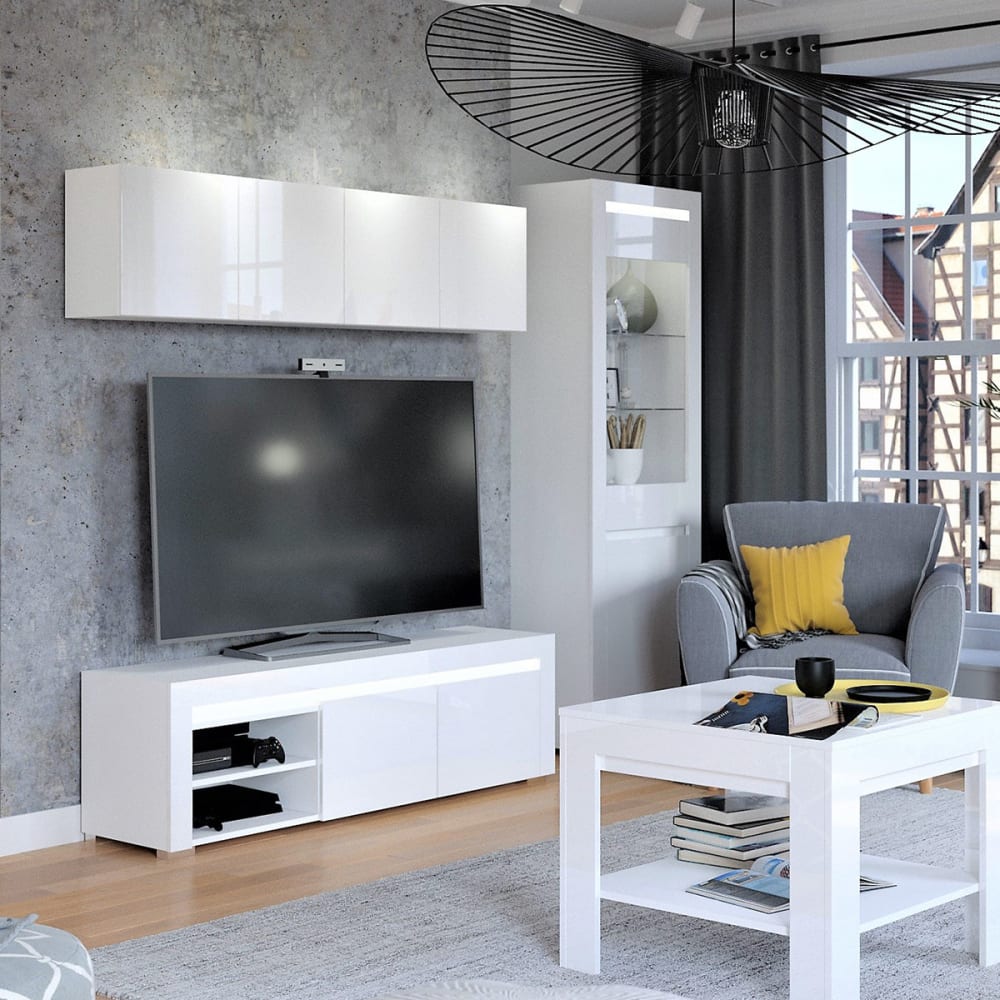 Vitrine 2 portes led inclus panneaux stratifiés blanc - Maisons du Monde