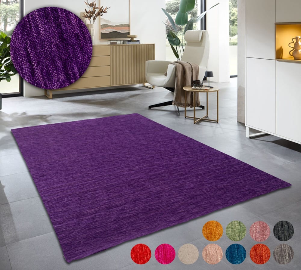 Tapis salon - tissé main - 100% laine naturelle - violet 040x060 cm — vue 3