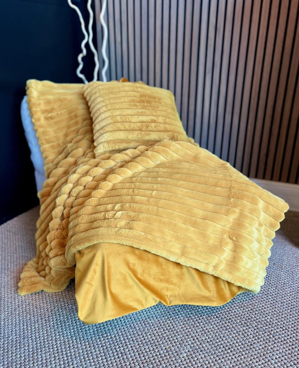 Plaid velours cotelé - jaune