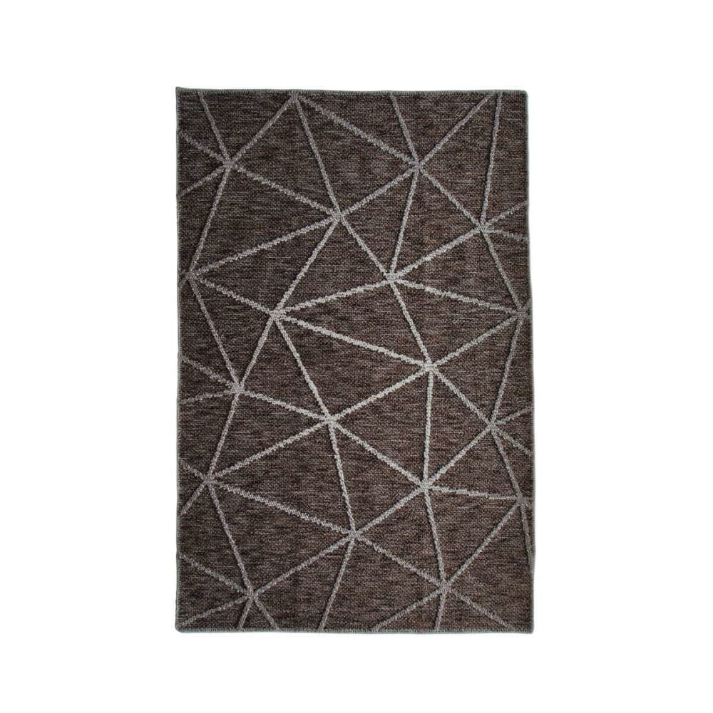 Tapis  en polypropylène coton motif triangles brun 120x170