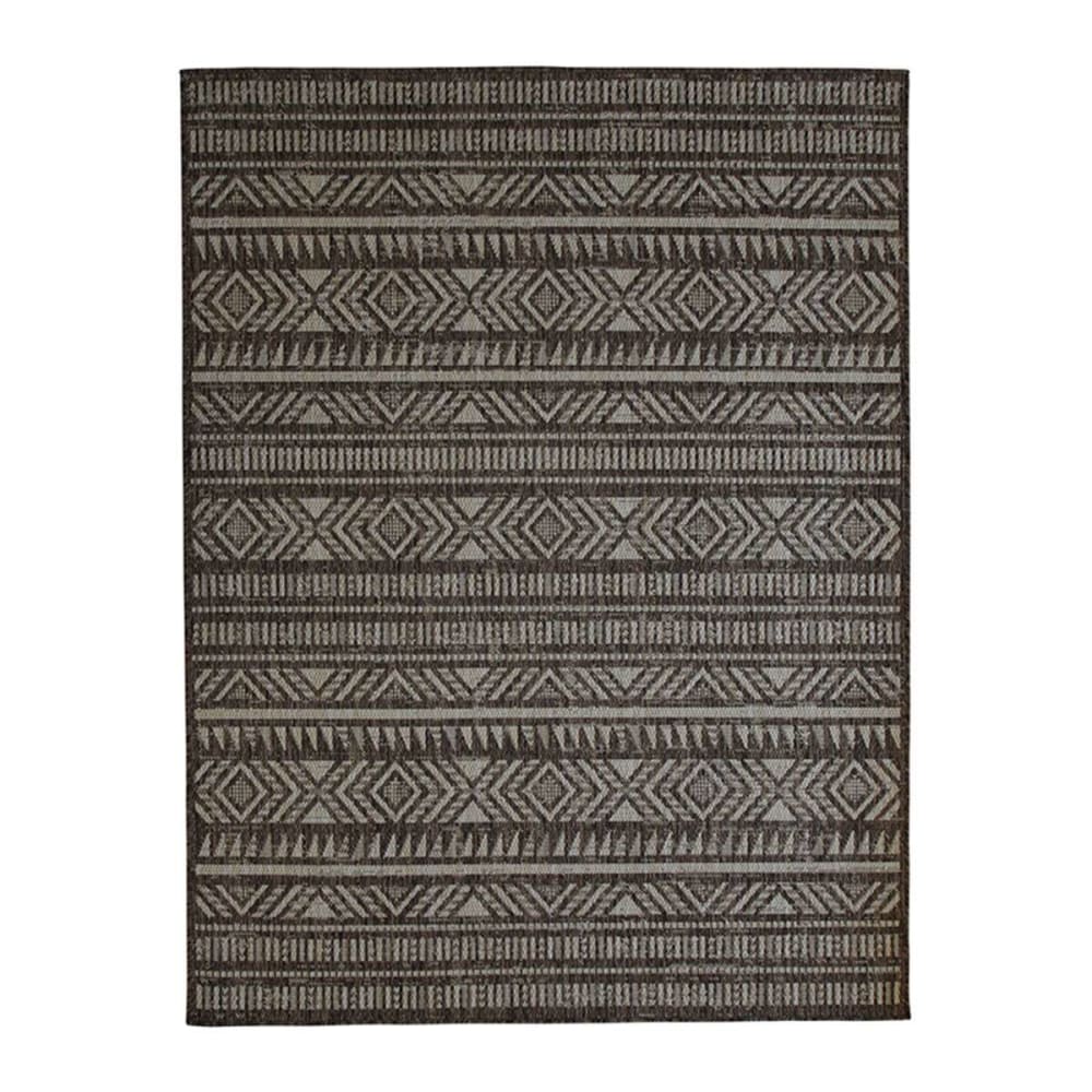 Tapis   aspect jute motif ethnique marron 195x275