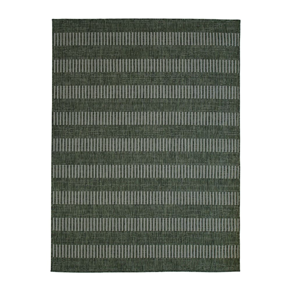 Tapis intérieur-extérieur aspect jute motif lignes vert 133x170