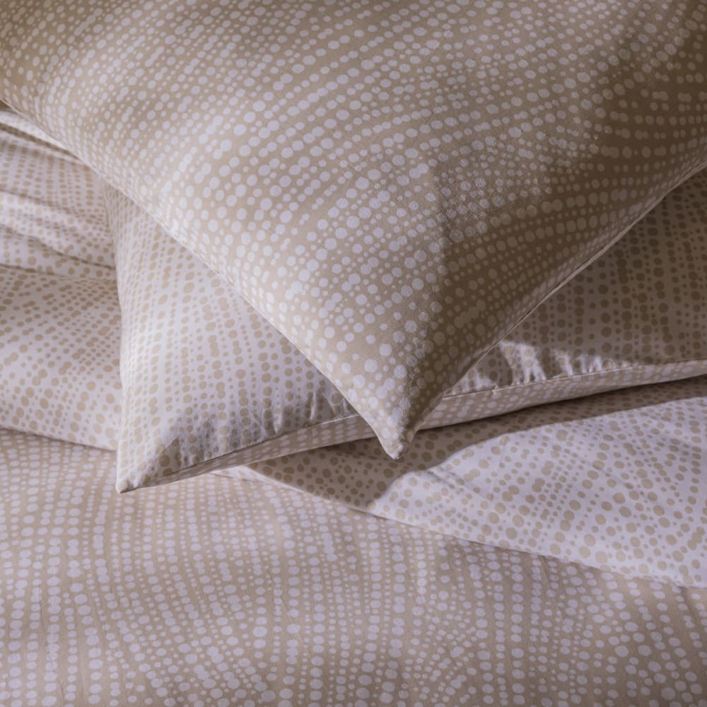 Parure de lit 2 personnes coton imprimé beige 260x240cm - Maisons du Monde