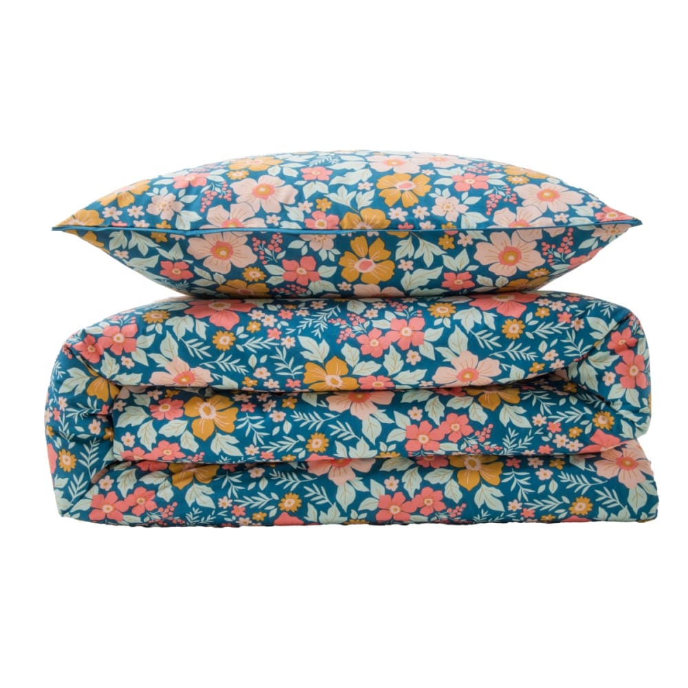 Parure de lit 2 personnes coton imprimé bleu 260x240cm — vue 4