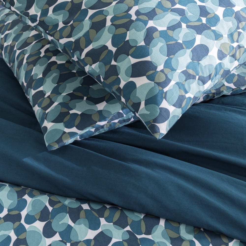 Parure de lit 2 personnes géométrique marine coton 260x240cm — vue 3