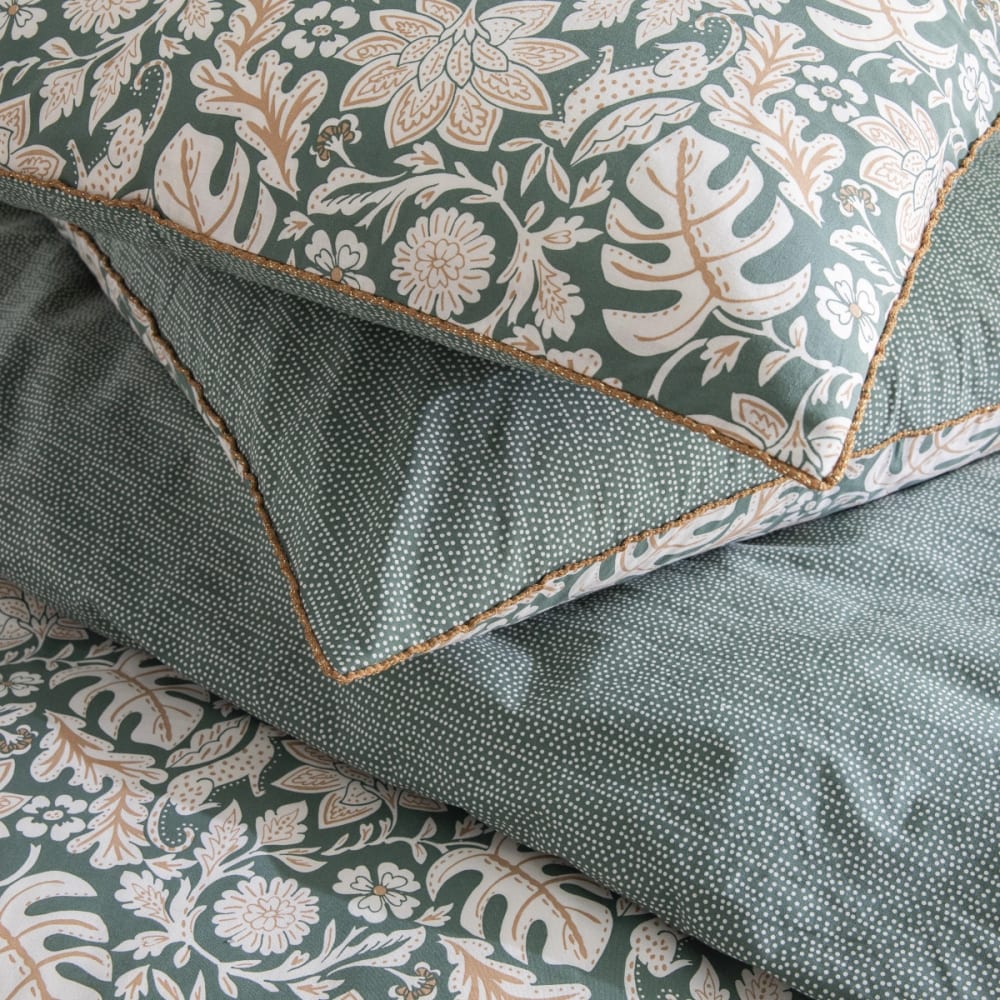 Parure de lit 2 personnes floral et pois coton 260x240cm — vue 3