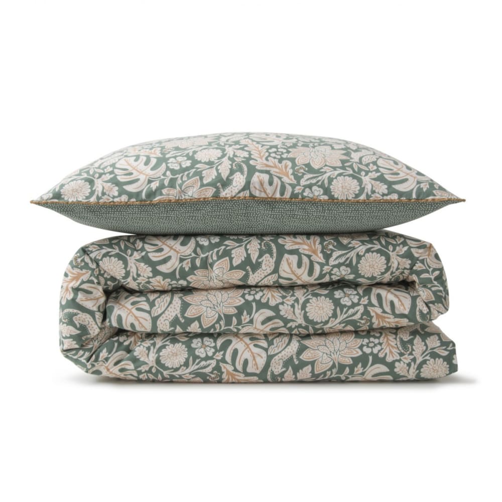 Parure de lit 2 personnes floral et pois coton 260x240cm — vue 4