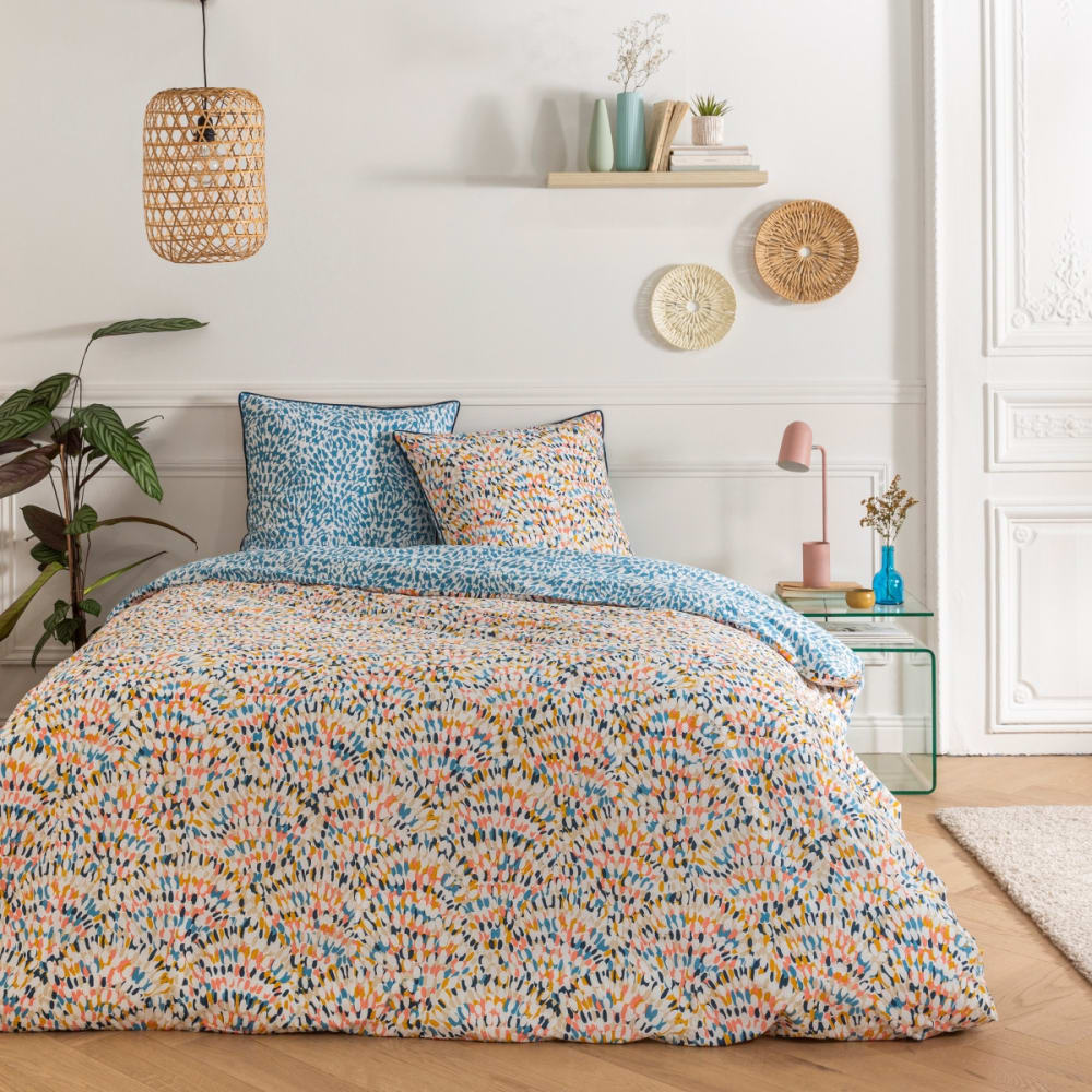 Parure de lit 2 personnes colorée réversible 240x220cm