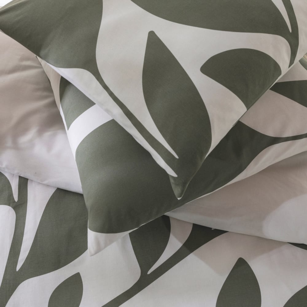 Parure de lit 2 personnes coton imprimé vert 240x220cm - Maisons du Monde