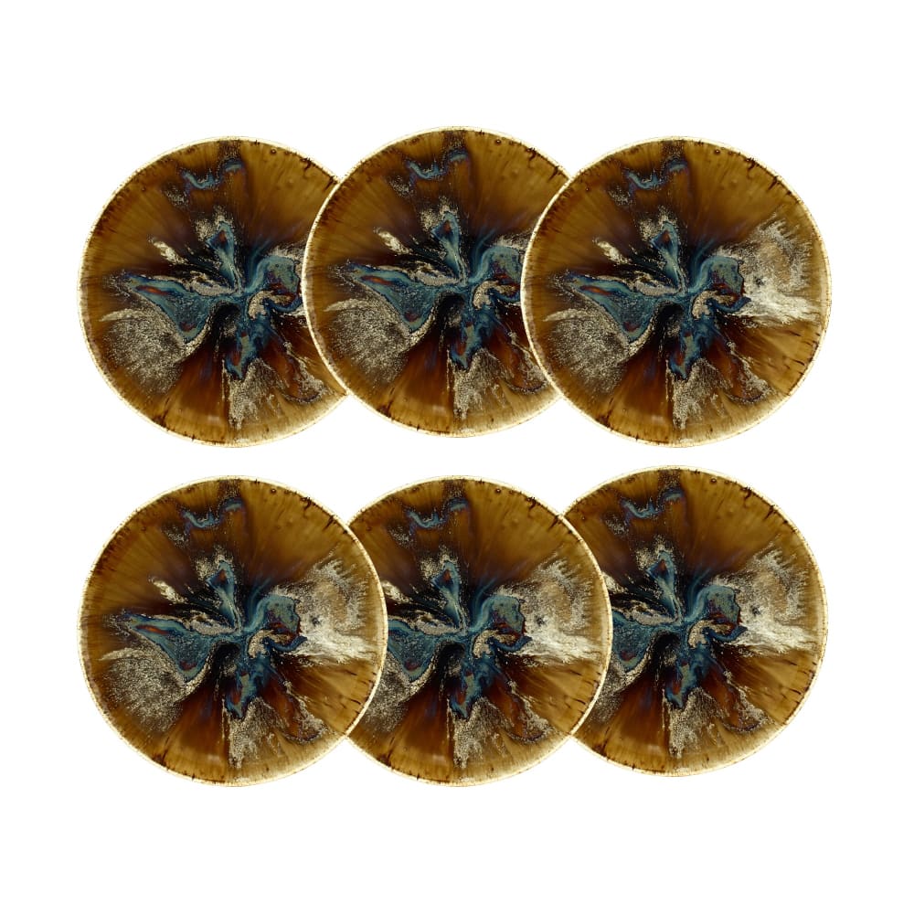Lot de 6 assiettes creuses en porcelaine marron 21cm