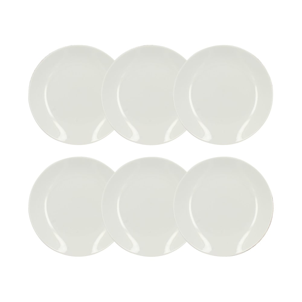Lot de 6 assiettes à dessert en porcelaine blanche 21cm