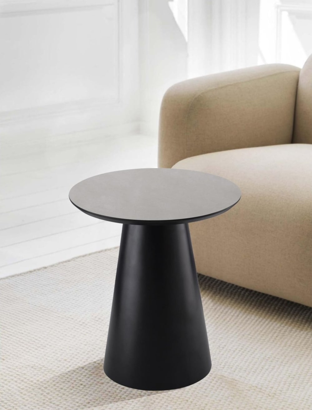 Table basse ronde style scandinave gris