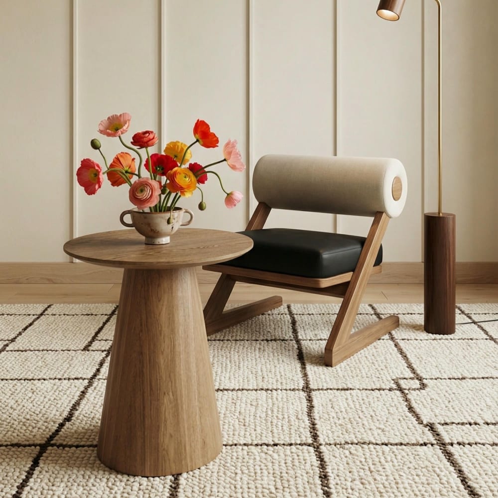 Table basse ronde style scandinave naturel