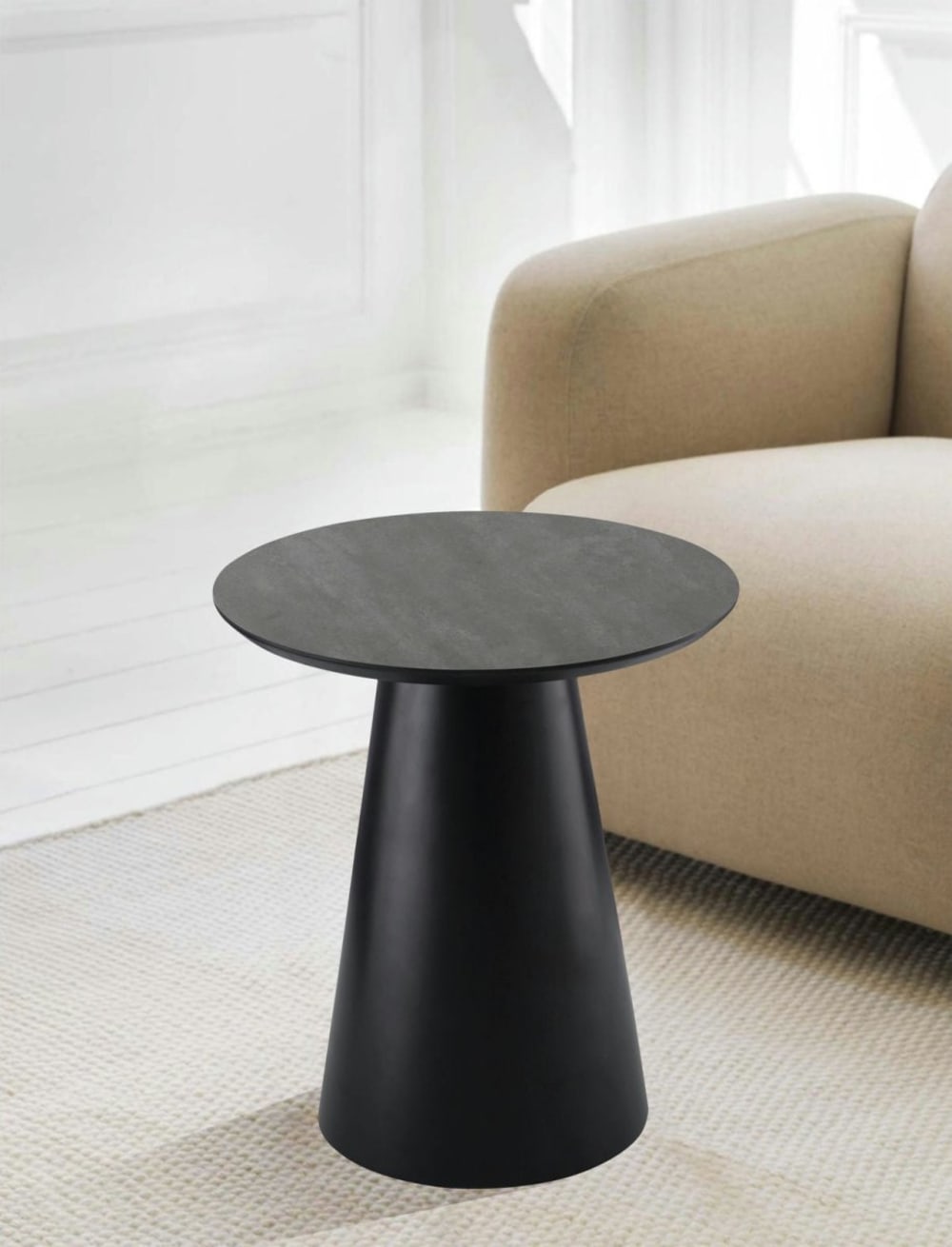 Table basse ronde style scandinave gris