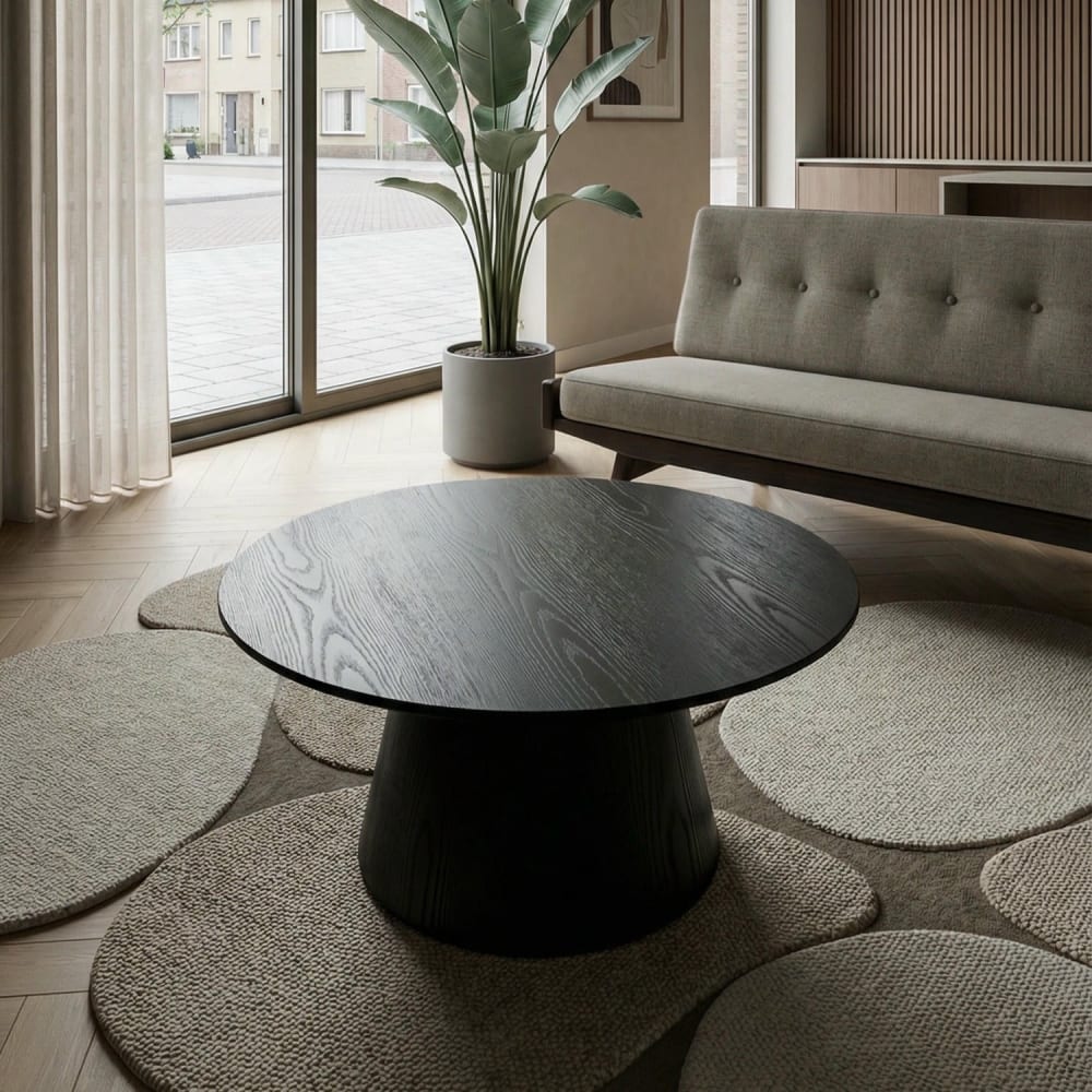 Table basse ronde style scandinave noir