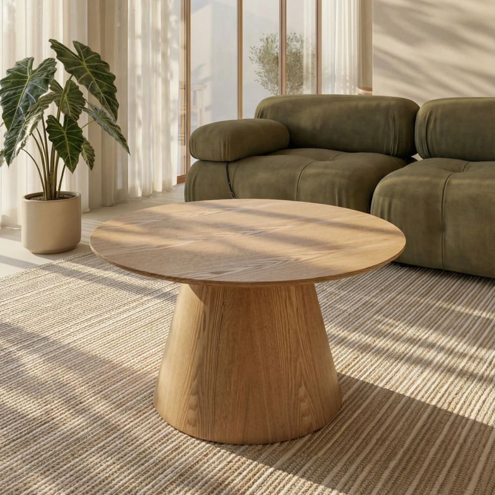 Table basse ronde style scandinave naturel