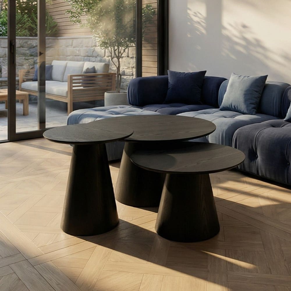 Table basse ronde style scandinave noir