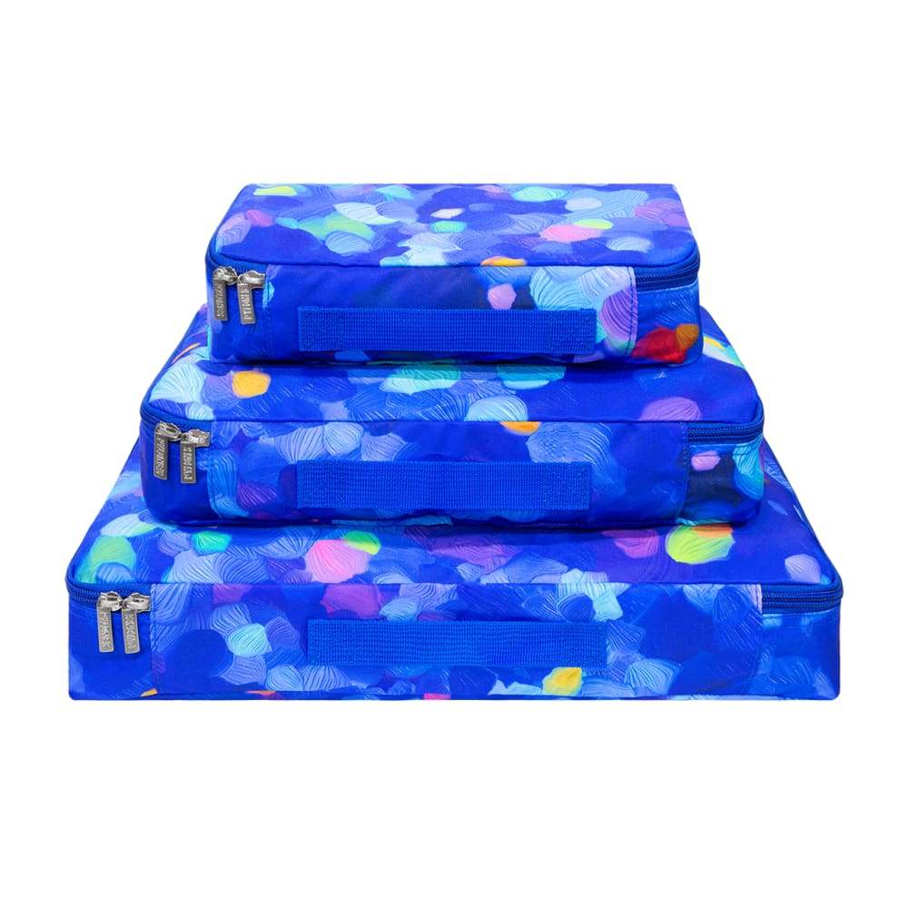 Set de 3 bolsas de viaje  azul poliéster  0 x 7 x 17 cm