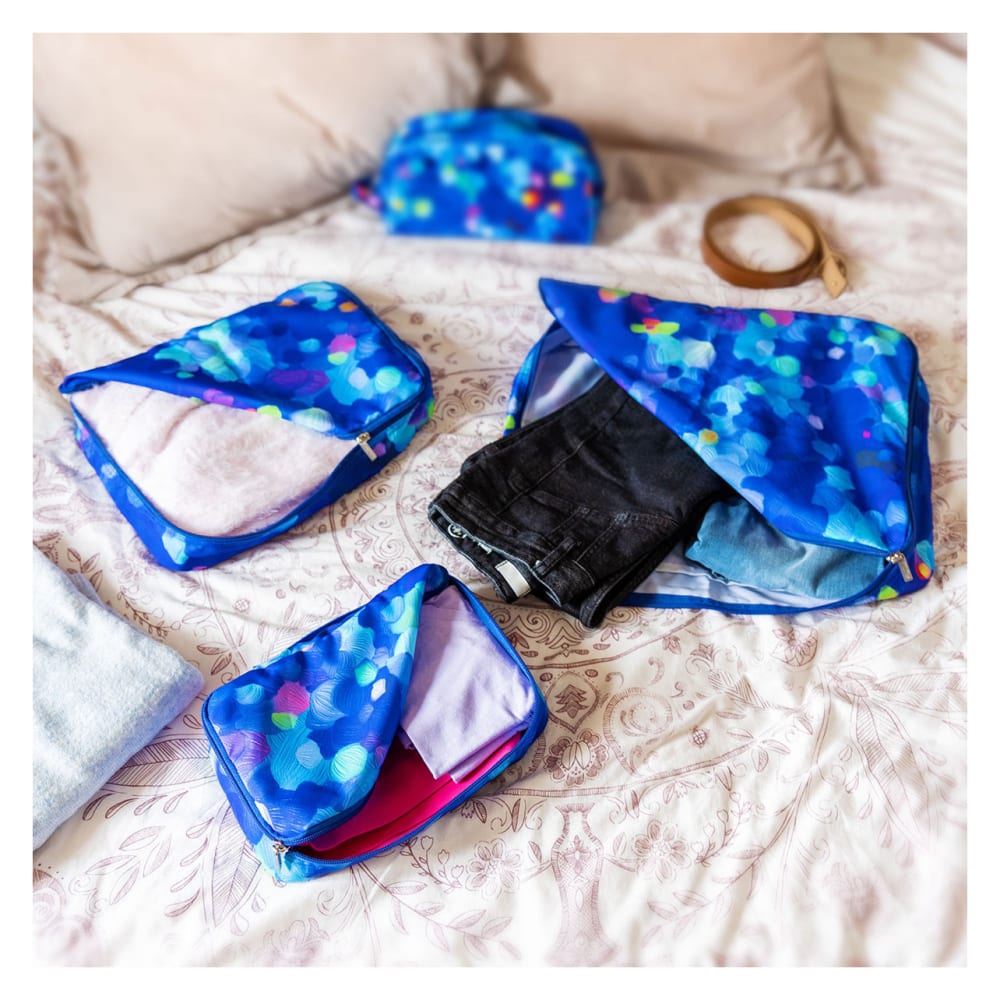 Set de 3 pochettes de voyage  bleu polyester m: 35  x 8 x  24,8 cm - Maisons du Monde