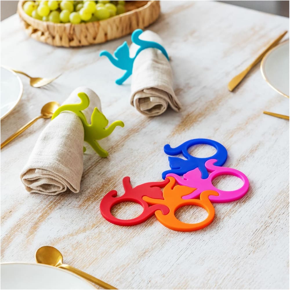 Set de 6 ronds de serviettes  multicolore silicone 10 x  8 cm x 8 cm - Maisons du Monde