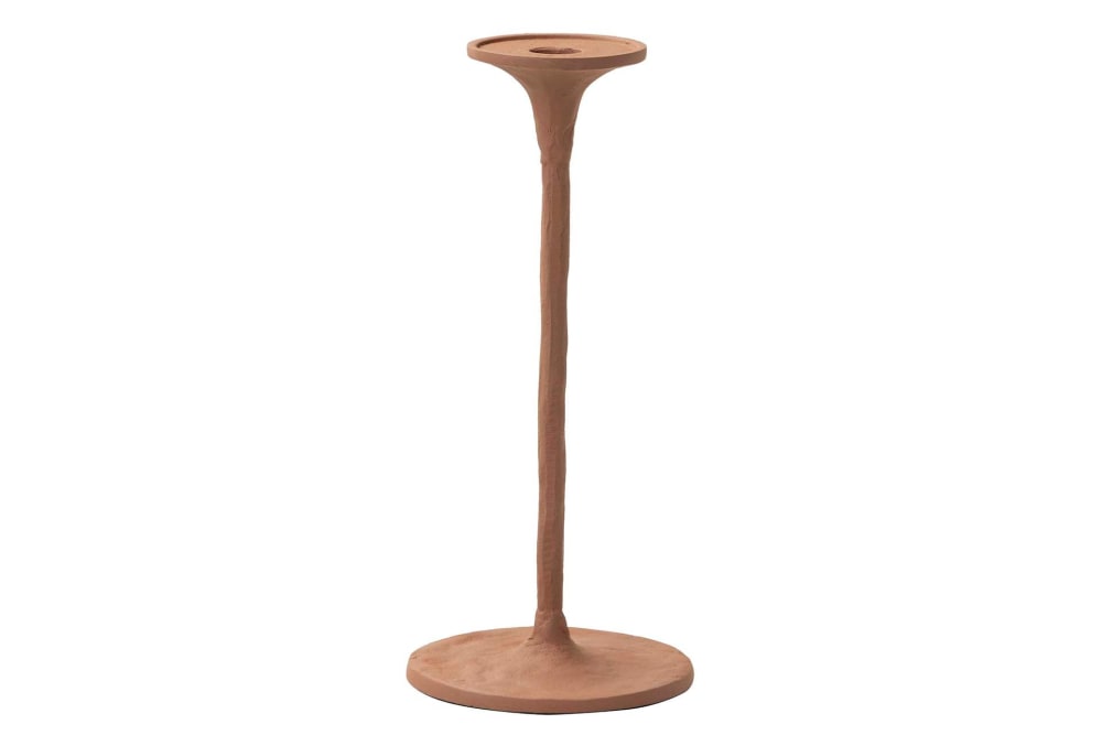 Candelabro naranja de aluminio 14x14x30cm