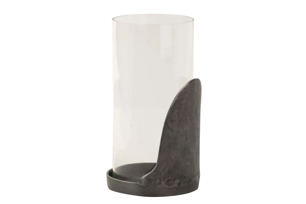 Portavelas negro de aluminio 14x14x26cm