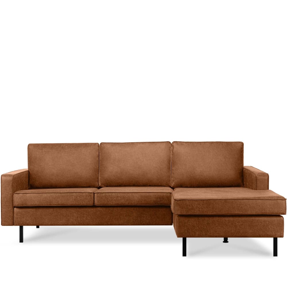 KONSIMO Loft Ecksofa rechts 4 Sitzer aus Leder und Mikrofaser, cognac Rot Leder