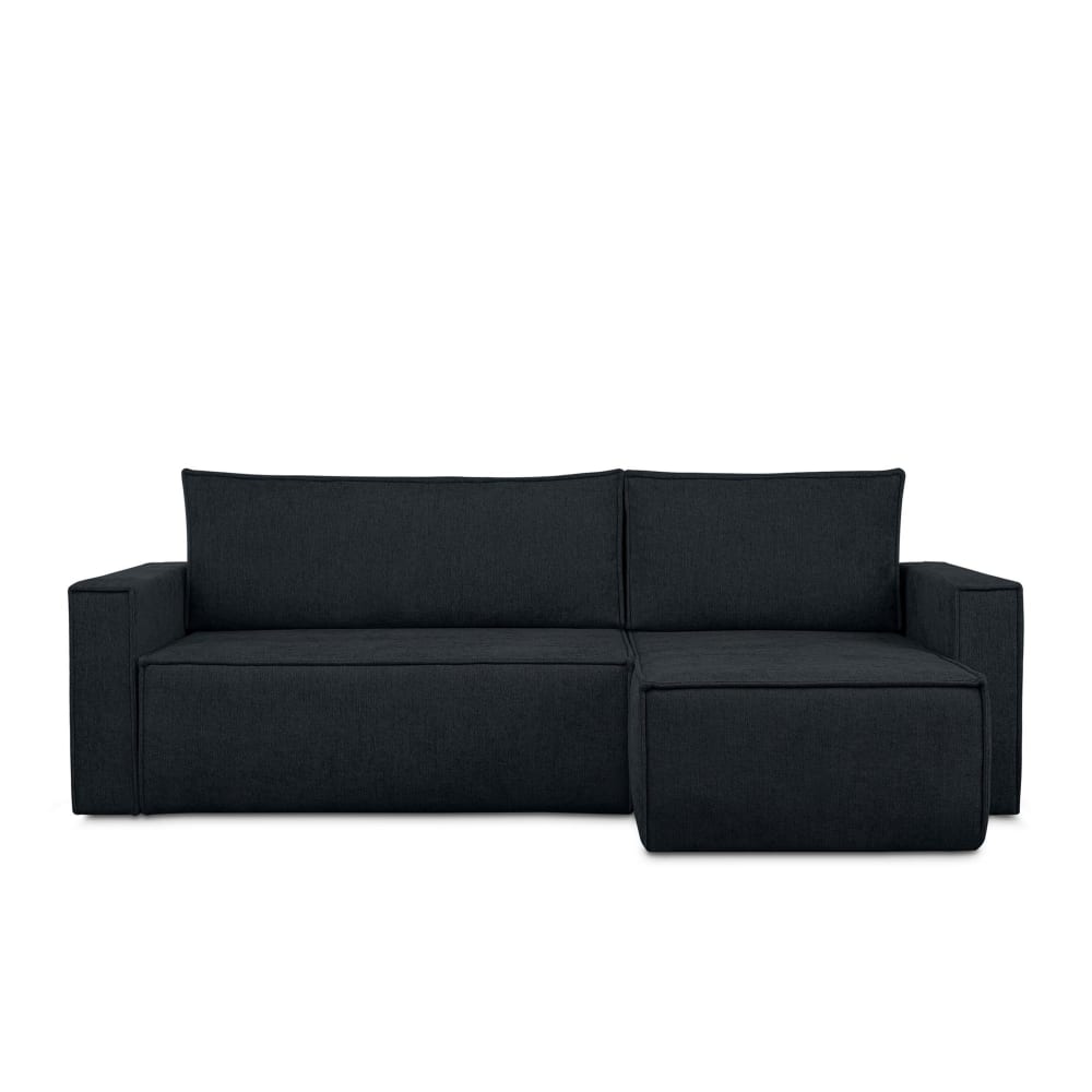 KONSIMO Ecksofa Big links/rechts, Schlaffunktion, dunkelblau - Holz