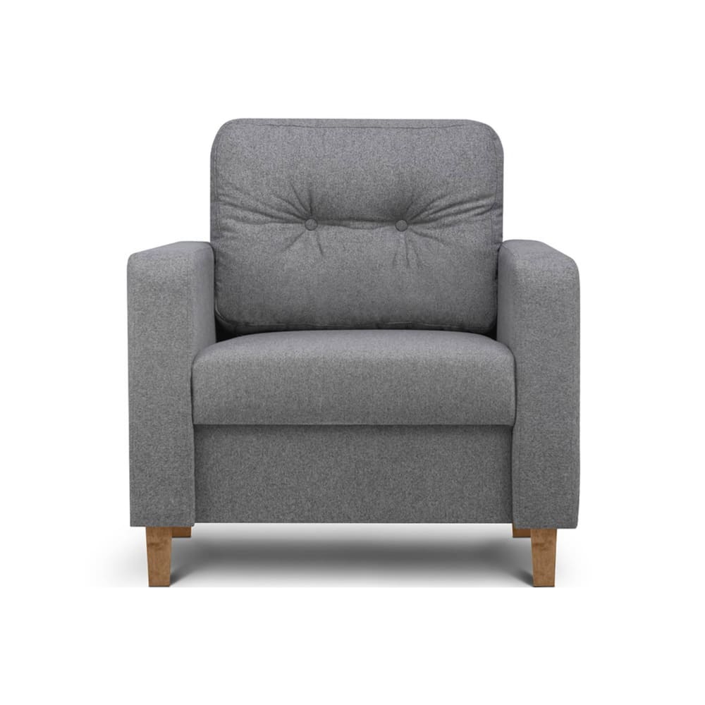 KONSIMO Bequemer Sessel, Echtholz Beine, Dunkelgrau - -