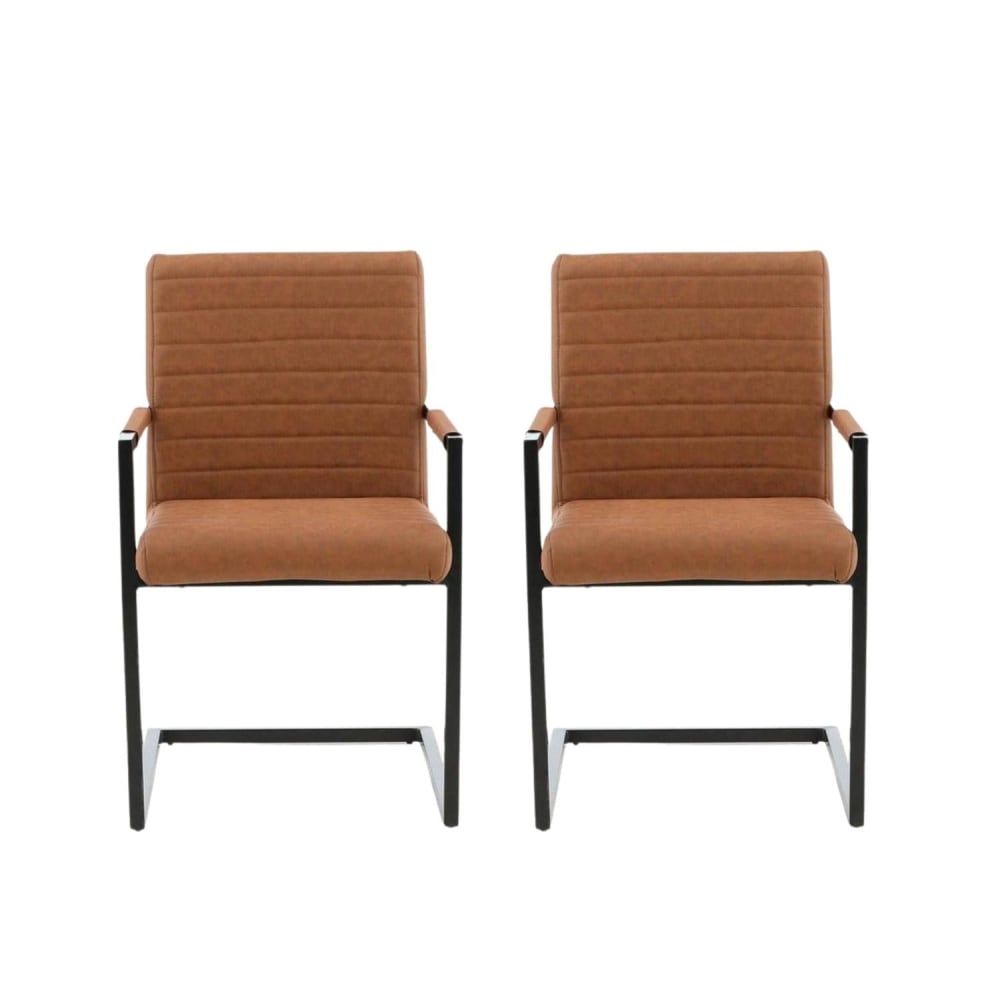 Venture Home 2er-Set Freischwinger Art, Braun Braun Leder