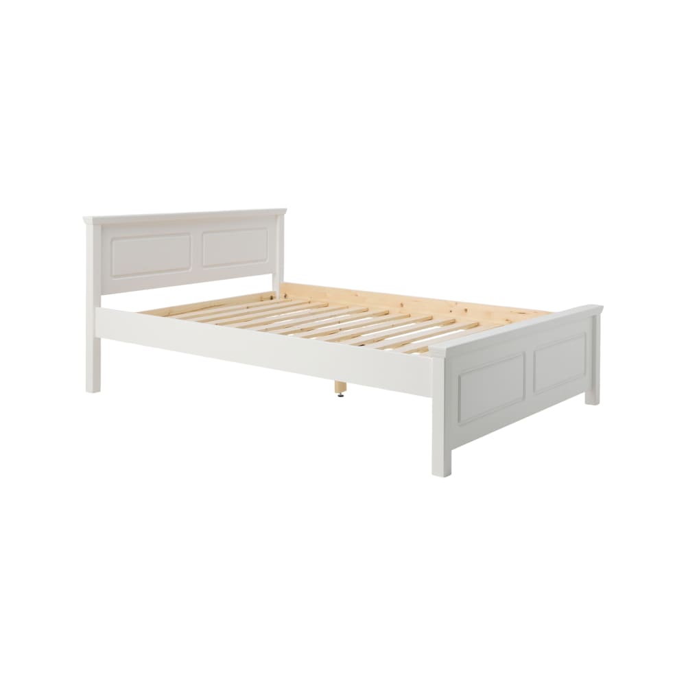Lit en bois massif blanc 140 x 190 cm - Maisons du Monde