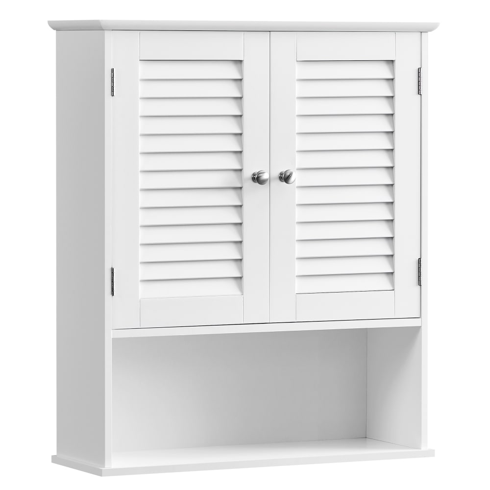 Meuble mural double porte ouverte effet bois blanc — Beyit