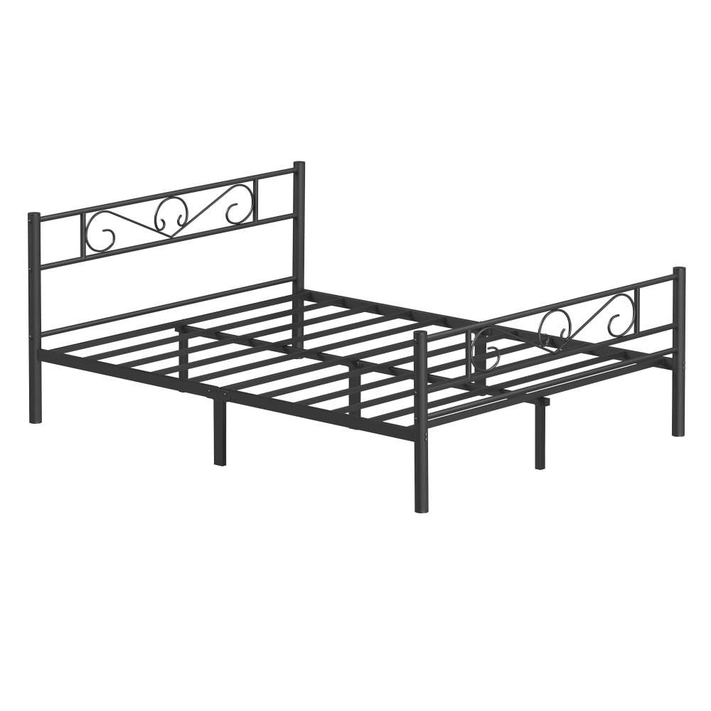 VASAGLE Cadre de lit simple de lit en acier à matelas 90 x 190 cm noir style industriel - Metal