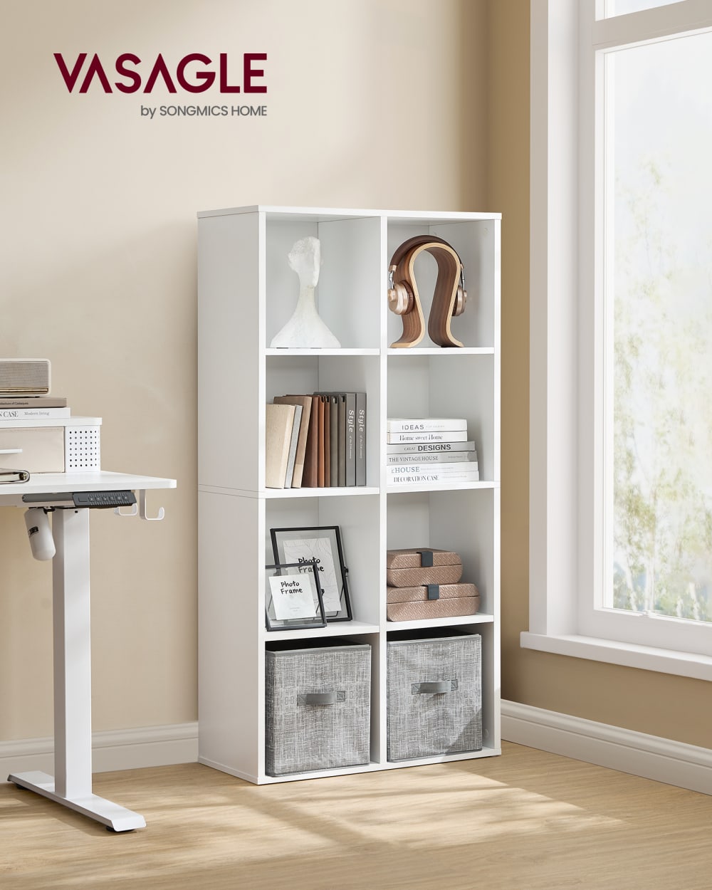Étagère cubique avec 8 compartiments autoportante pour bureau blanc - Maisons du Monde