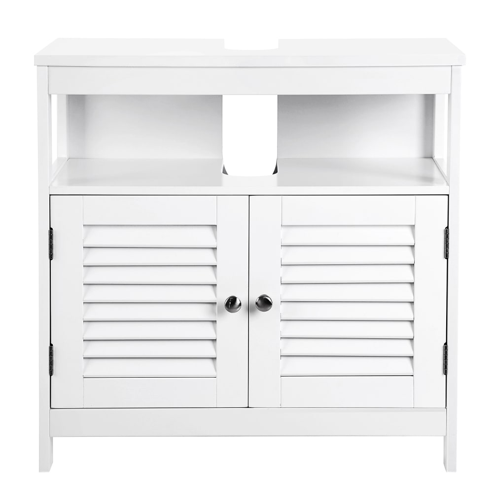 Meuble sous lavabo effet bois blanc
