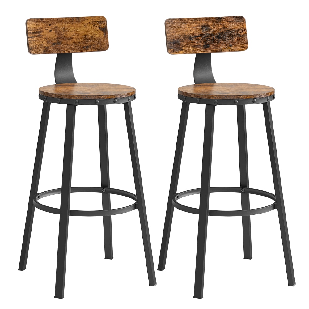 Tabourets de bar industriels lot de 2 marron rustique et noir — Beyit