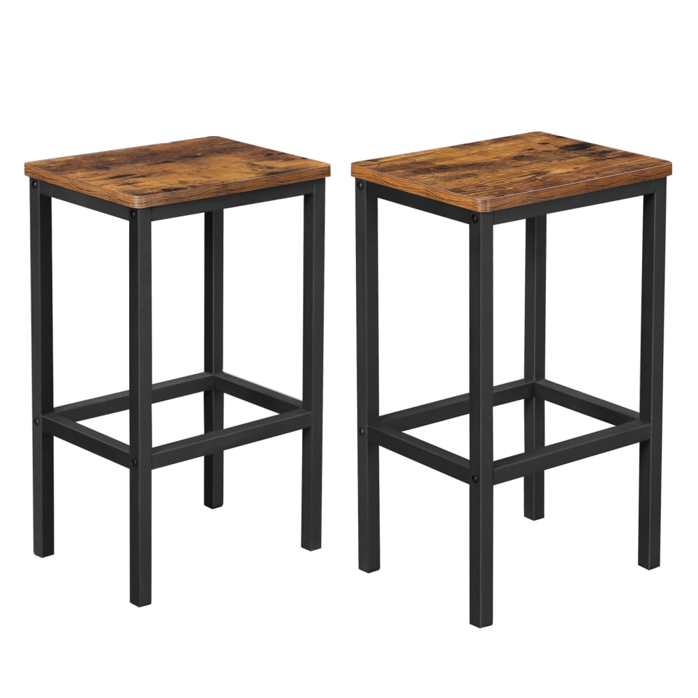 Lot de 2 chaises de bar marron rustique et noir Lot de 2 chaises de bar marron rustique et noir