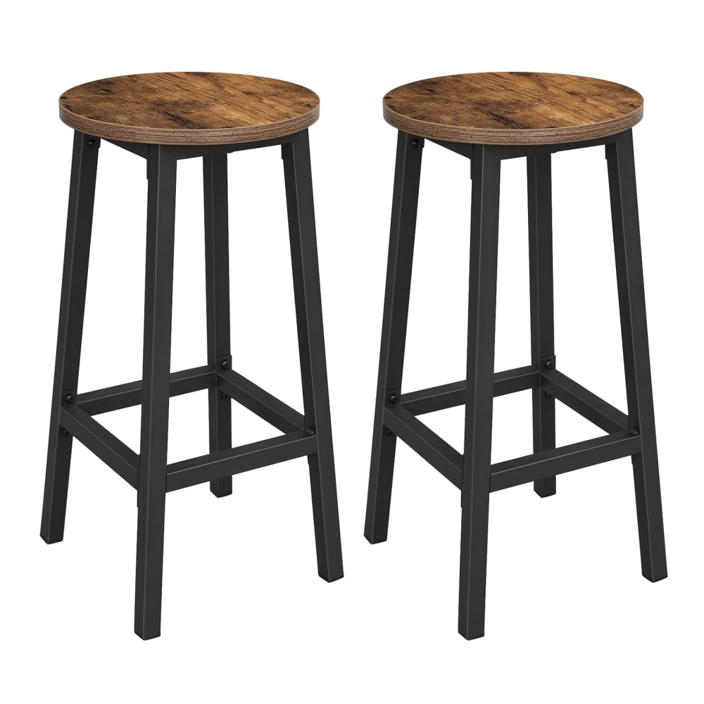 Tabourets de bar lot de 2 marron rustique et noir — Beyit