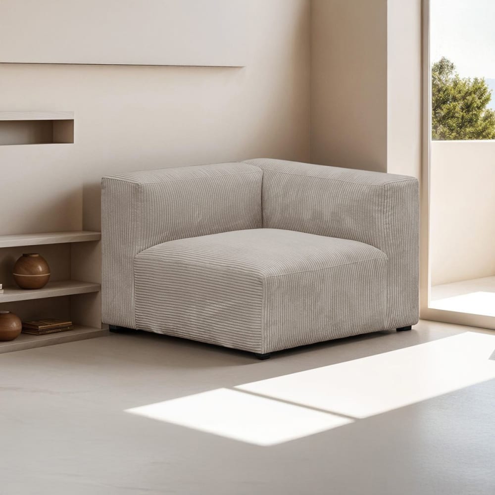 Chauffeuse d'angle à droite modulable en velours côtelé taupe - Maisons du Monde