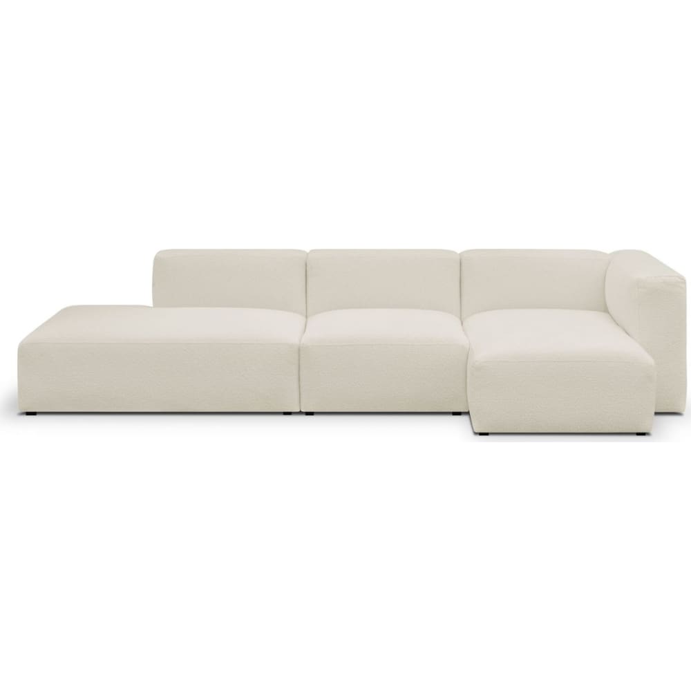 Canapé modulable angle droit 5 places en tissu bouclé beige